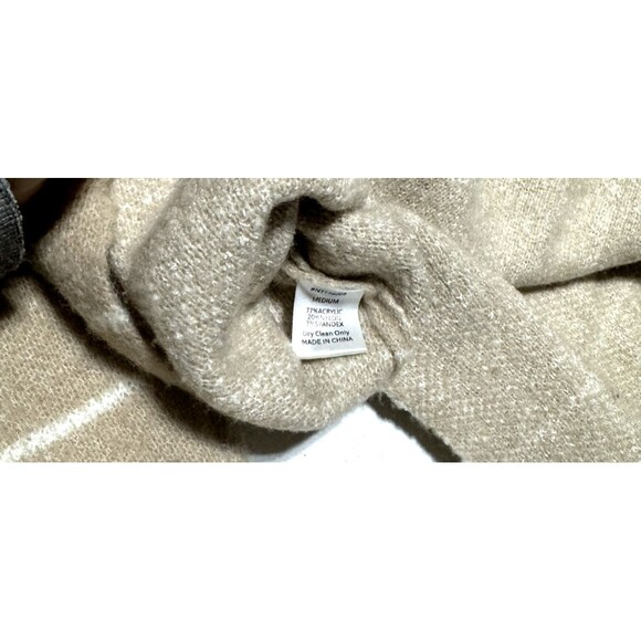 LUMIÈRE Anthropologie Sweater Women's Tan Windowpane Pullover Size Medium - Picture 4 of 6
